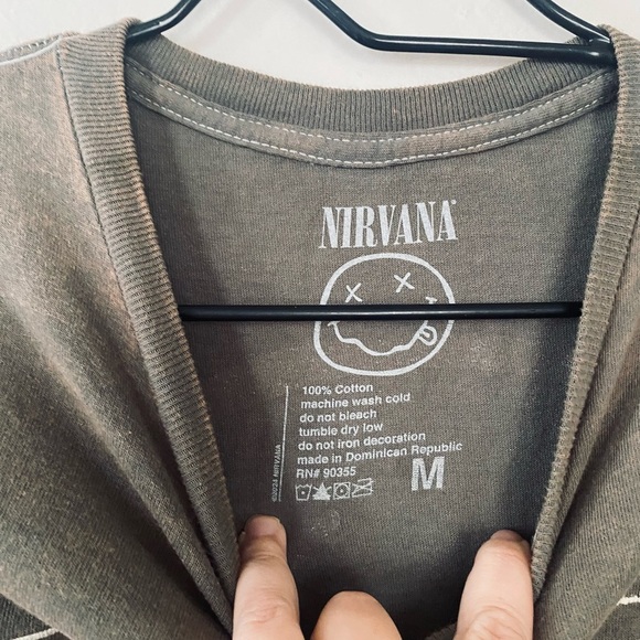 Nirvana Moss Green Graphic T Shirt 100% Cotton Unisex Short Sleeves Size Medium - Picture 4 of 7